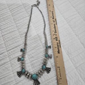 Lucky Brand Silver Necklace with Turquoise Accents